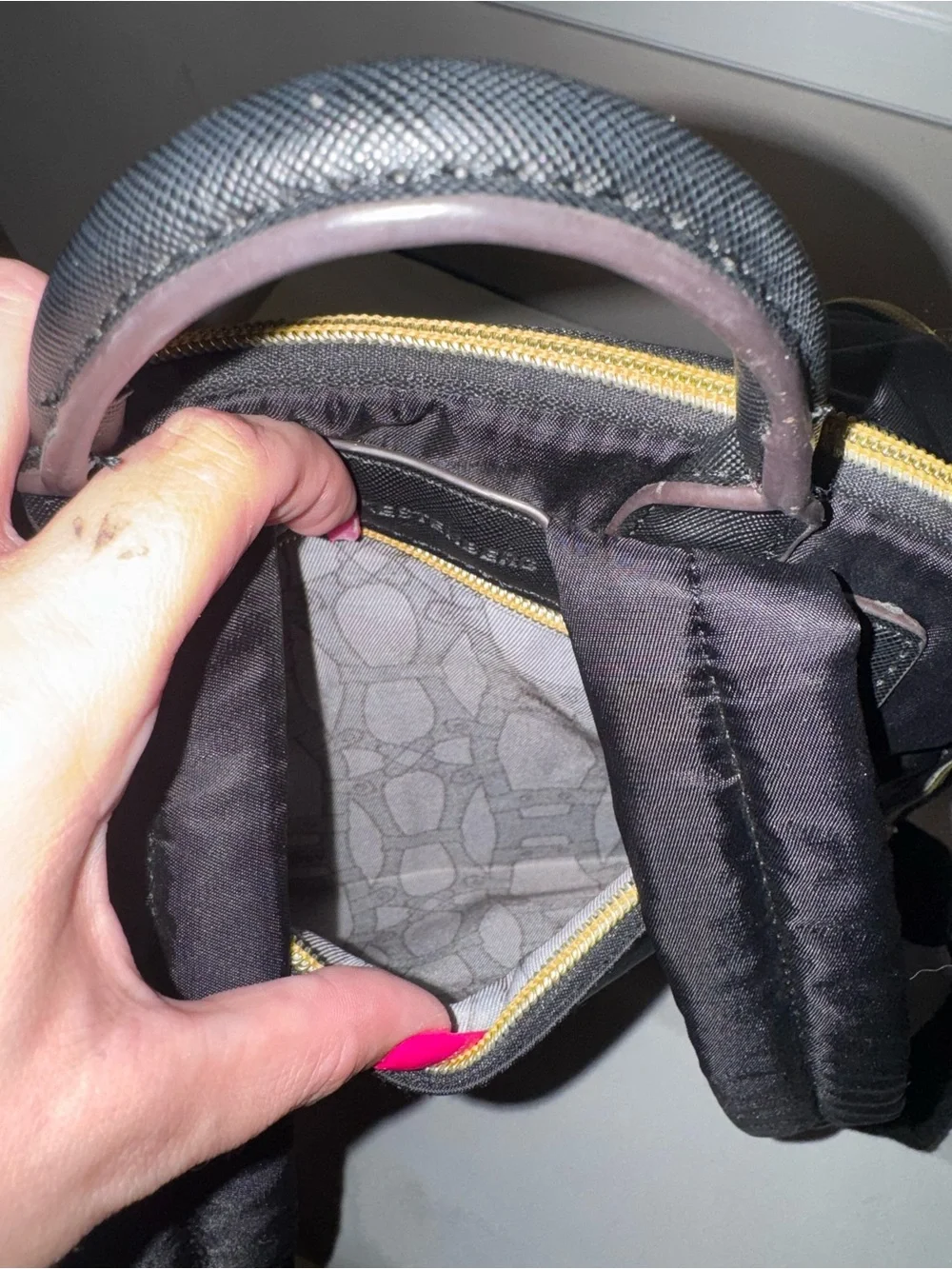 Aimee Kestenberg Black Nylon Backpack with Gold Zippers